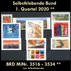FRG MiNo. 3516-3534 ** Self-adhesives Germany Q1 2020, MNH