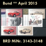 FRG MiNo. 3143-3148 ** New issues April 2015, MNH, incl. self-adhesives