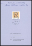 FRG MiNo. 2073 o 250th birthday Joh. Wolfgang von Goethe on Deutsche Post card