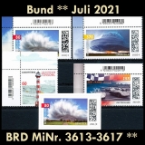 BRD MiNr. 3613-3617 ** Neuausgaben Bund Juli 2021, postfrisch