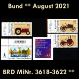 BRD MiNr. 3618-3622 ** Neuausgaben Bund August 2021, postfrisch