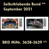 FRG MiNo. 3628-3629 ** Self-Adhesives Germany September 2021, MNH