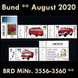 FRG MiNo. 3556-3560 ** New issues Germany August 2020, MNH