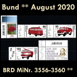 BRD MiNr. 3556-3560 ** Neuausgaben Bund August 2020, postfrisch