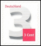 BRD MiNr. 2967 ** Ziffernzeichnung 3 Cent, postfrisch, selbstklebend