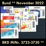 BRD MiNr. 3723-3730 ** Neuausgaben Bund November 2022, postfrisch