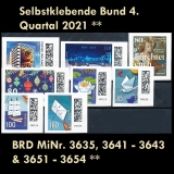 FRG MiNo. 3635, 3641-3643 & 3651-3654 ** Self-adhesives Germany Q4 2021, MNH