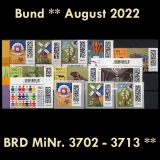 FRG MiNo. 3702-3713 ** New issues Germany August 2022, MNH