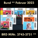 BRD MiNr. 3745-3751 ** Neuausgaben Bund Februar 2023, postfrisch