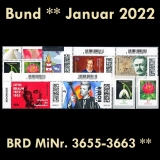 BRD MiNr. 3655-3663 ** Neuausgaben Bund Januar 2022, postfrisch