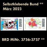 FRG MiNo. 3756-3757 ** Self-Adhesives Germany March 2023, MNH