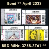 BRD MiNr. 3758-3761 ** Neuausgaben Bund April 2023, postfrisch