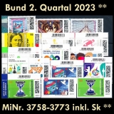 BRD MiNr. 3758-3773 ** Neuausgaben Bund 2. Quartal 2023 inkl. Selbstkl., postfr.