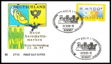 FRG MiNo. ATM3,100 FDC, vending machine stamp, postal emblem, post horn