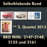 BRD MiNr. 3147-3161 ** Alle Selbstklebenden Bund 2. Quartal 2015, postfrisch