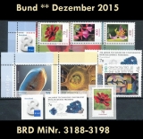 FRG MiNo. 3188-3198 ** New issues Germany December 2015, MNH, incl. self-adh.