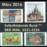 BRD MiNr. 3221-3224 ** Selbstklebende Bund März 2016, postfrisch