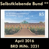 FRG MiNo. 3231 ** Self adhesives Germany april 2016, MNH