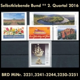 FRG MiNo. 3231-3251 ** Self-adhesives Germany Q2 2016, MNH