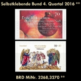 FRG MiNo. 3268-3270 ** Self-adhesives Germany Q4 2016, MNH