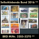 BRD MiNr. 3205-3270 ** Selbstklebende Bund Jahr 2016, postfrisch