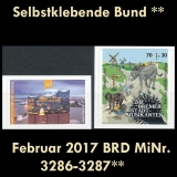 BRD MiNr. 3286-3287 ** Selbstklebende Bund Februar 2017, postfrisch