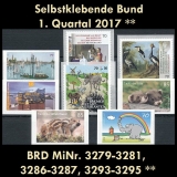 BRD MiNr. 3279-3295 ** Selbstklebende Bund 1. Quartal 2017, postfrisch