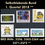 FRG MiNo. 3356-3372 ** Self-adhesives Germany Q1 2018, MNH