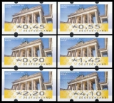 FRG MiNr. ATM 6 set 45-410 Euro cent ** Frama labels: Brandenburg Gate, MNH