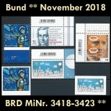 BRD MiNr. 3418-3423 ** Neuausgaben Bund November 2018, postfrisch