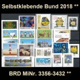 BRD MiNr. 3356-3432 ** Selbstklebende Bund Jahr 2018, postfrisch