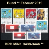 BRD MiNr. 3438-3446 ** Neuausgaben Bund Februar 2019, postfrisch