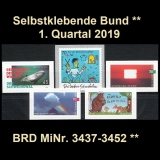 BRD MiNr. 3437-3452 ** Selbstklebende Bund 1. Quartal 2019, postfrisch