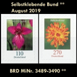 FRG MiNo. 3489-3490 ** Self-Adhesives Germany August 2019, MNH