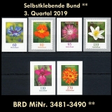 FRG MiNo. 3481-3490 ** Self-adhesives Germany Q3 2019, MNH