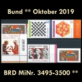 FRG MiNo. 3495-3500 ** New issues October 2019, MNH, incl. self-adhesives