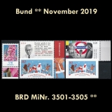 BRD MiNr. 3501-3505 ** Neuausgaben Bund November 2019, postfr., inkl. Selbstkl.