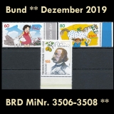 BRD MiNr. 3506-3508 ** Neuausgaben Bund Dezember 2019, postfrisch