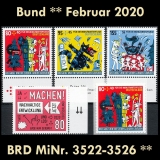 BRD MiNr. 3522-3526 ** Neuausgaben Bund Februar 2020, postfrisch