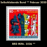 FRG MiNo. 3526 ** Self-Adhesives Germany February 2020, MNH